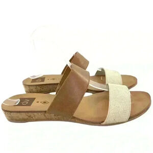 DV womens sandals size 9 cream tan slip on wedges costal granny resort